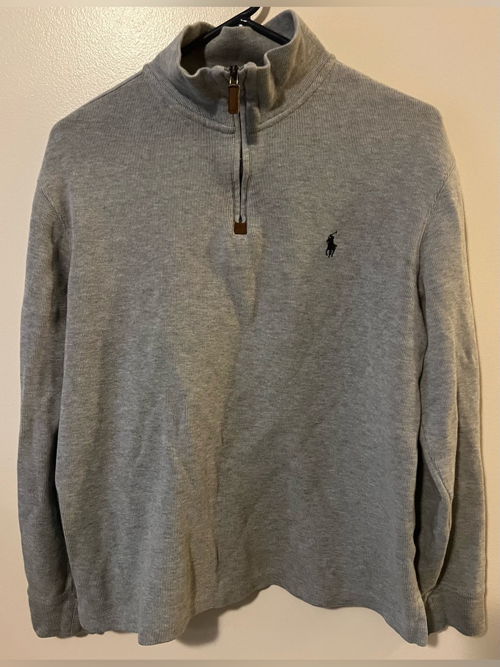 Polo Ralph Lauren Estate-Rib Quarter-Zip Light Gray Pullover S